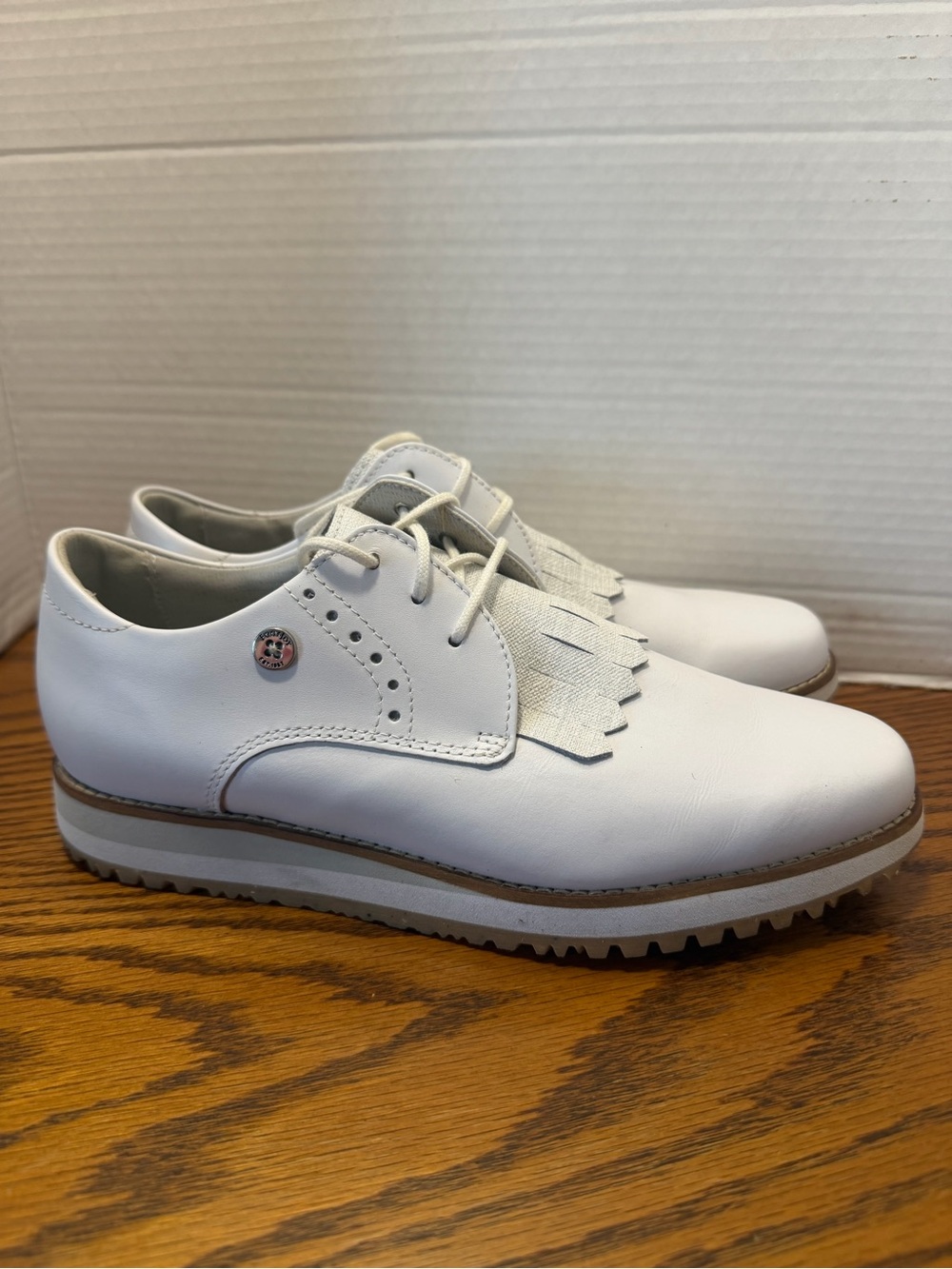 Footjoy golf shoes woman’s classic White Lace-Up Oxford Shoe with Fringe Kiltie - Picture 6 of 13